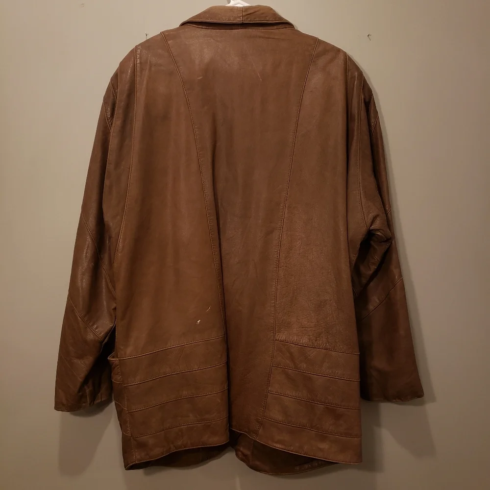 Vintage Adler Womens Large Brown Leather WW2 Jacket Flight Double Breasted Korea